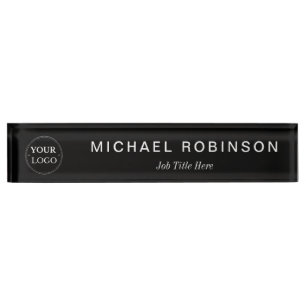 Custom Logo Executive Professional Black Nameplate