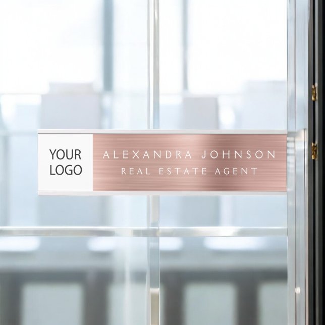 Custom Logo Executive Rose Gold Pink Professional Door Sign (Creator Uploaded)
