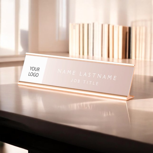 Custom Logo Executive Rose Gold Professional Desk Name Plate (Creator Uploaded)