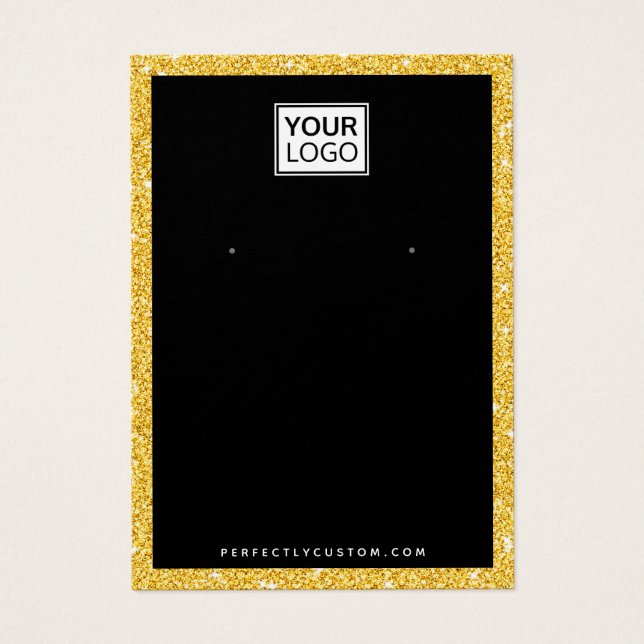 Custom logo faux gold glitter earring display card (Front)