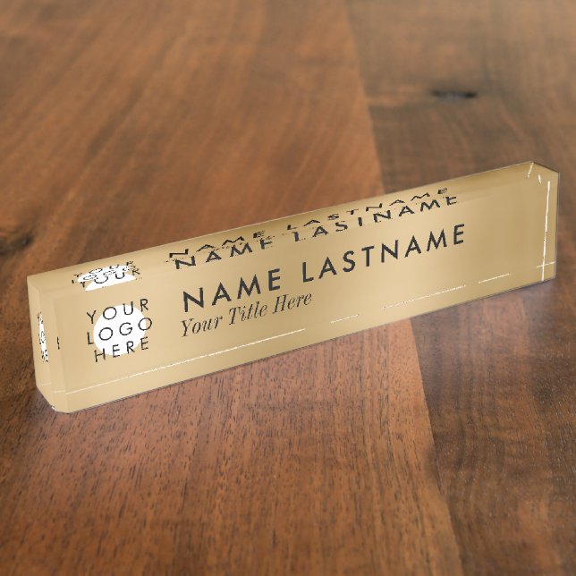 Custom Logo Faux Gold Minimalist Simple Modern Nameplate (Side)