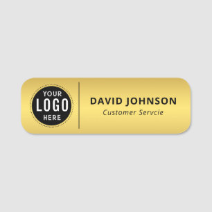 Custom Logo Faux Metallic Gold Customer Service  Name Tag