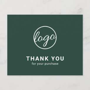Custom Logo Forest Green Budget Thank You Card