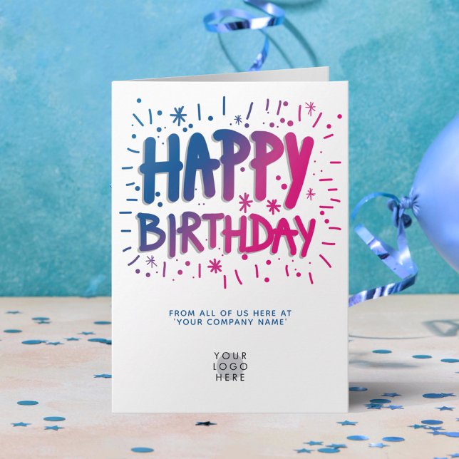 Custom Logo Fun Happy Birthday Text Greeting Card (Creator Uploaded)