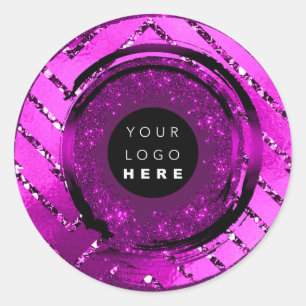 Custom Logo Glitter Pink Tester Sample Container Classic Round Sticker