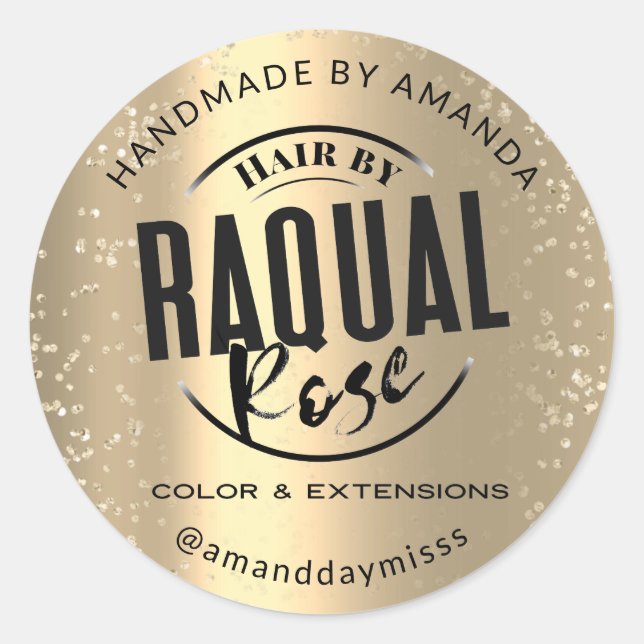 Custom Logo Gold Confetti Promotional Classic Round Sticker (Front)