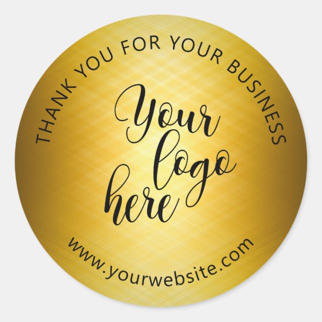 Custom Logo Gold Metal Effect Classic Round Sticker (Front)