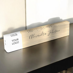 Custom Logo Gold Modern Elegant Professional Nameplate