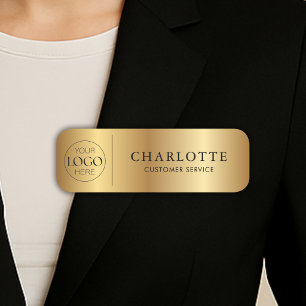 Custom Logo Gold Print Office Employee Staff Name Tag