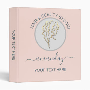Custom Logo Gold Rose Beauty Studio Hairdresser Binder