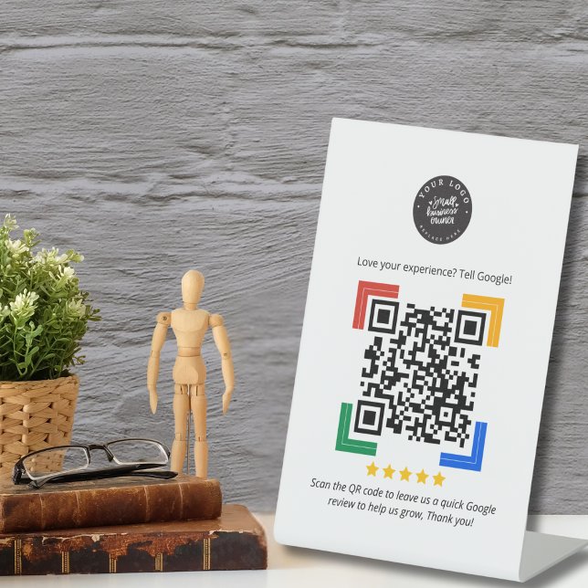 Custom Logo Google Review QR Code Pedestal Sign (Creator Uploaded)