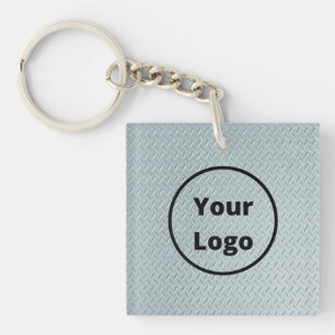 Custom logo gray metal print keychain
