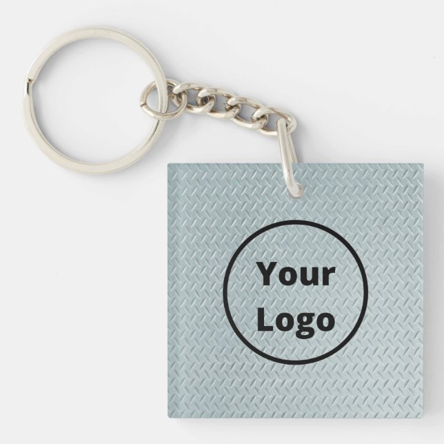 Custom logo gray metal print keychain (Front)