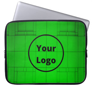 Custom logo green abstract architecture steps laptop sleeve