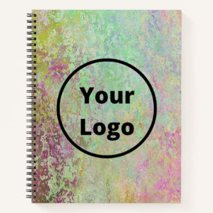 Custom logo green and pink marble print notebook