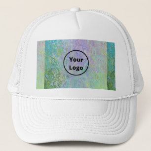 Custom logo green and purple marble trucker hat