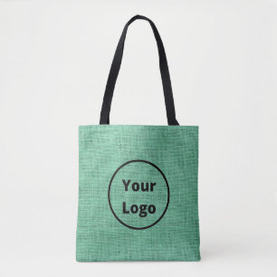 Custom logo green burlap tote bag