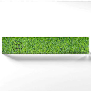 Custom logo green grass nameplate