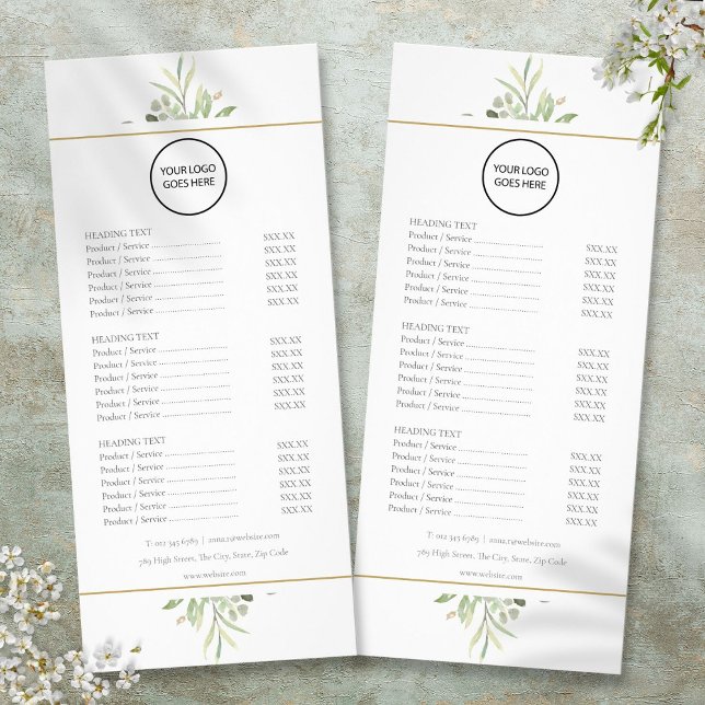Custom Logo Greenery 2 Sided Service Menu (Custom Logo Greenery 2 Sided Service Menu)