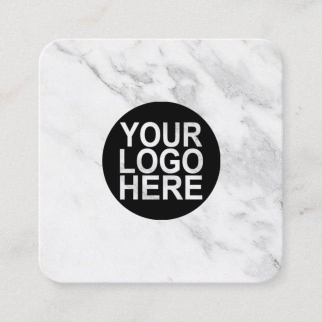 Custom logo, grey marble, square business cards (Front)