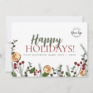 Custom logo Happy Holiday Christmas Foliage Card