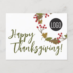 Custom logo Happy Thanksgiving From Business  Holiday Postcard