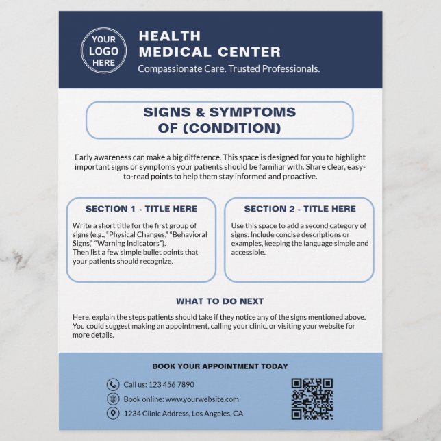 Custom Logo Healthcare Patient Awareness Flyer (Front)