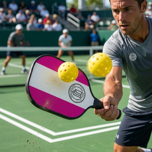 Custom Logo Hot Pink and White Pickleball Paddle