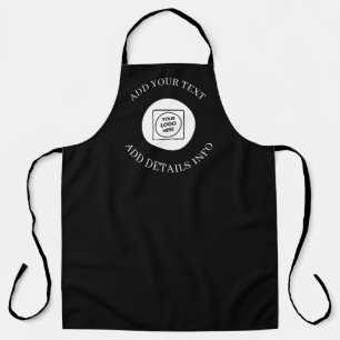Custom Logo Image and Editable Text Black White Apron