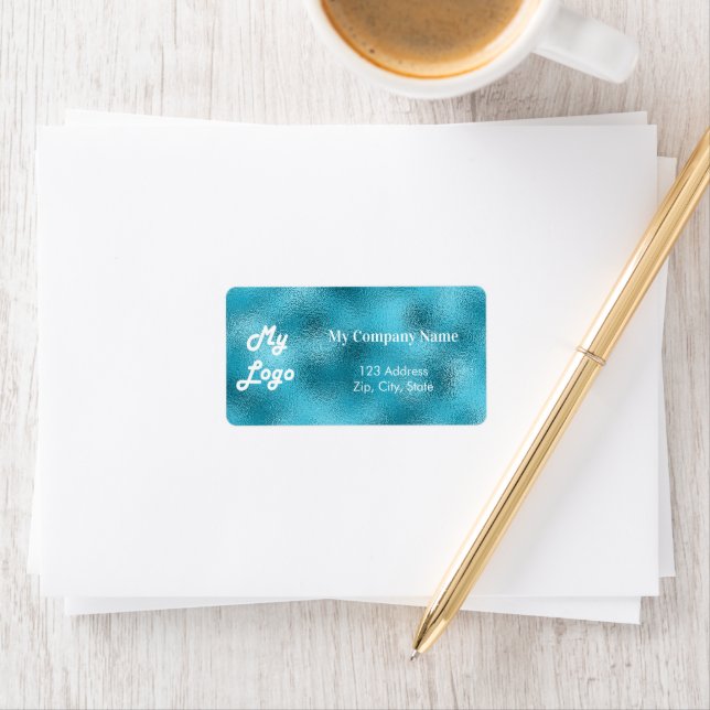 Custom logo image business sea blue metal label (Insitu)