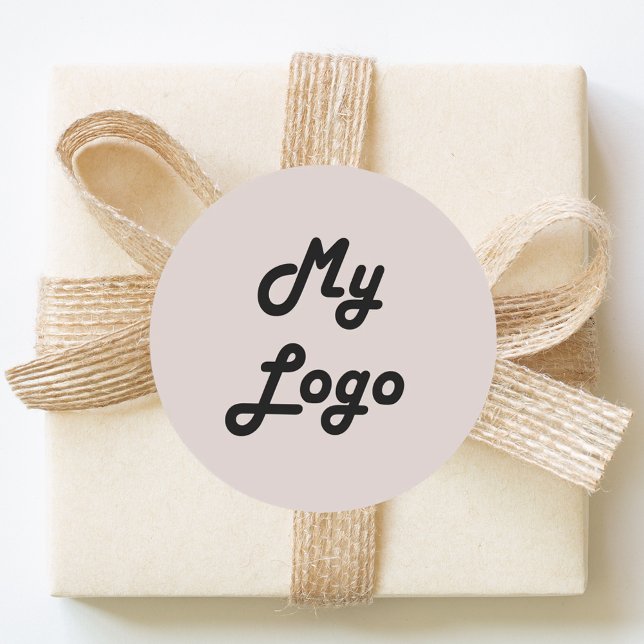 Custom logo image business taupe classic round sticker (Creator Uploaded)