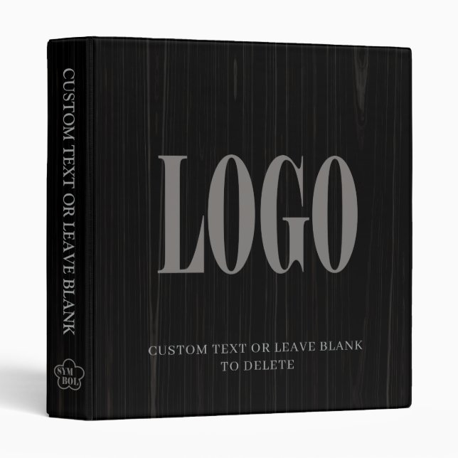 Custom Logo Image Pic Wooden Business Office Black Binder (Front/Spine)