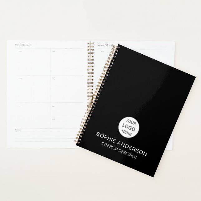 Custom Logo Interior Designer Business Black Planner (Display)