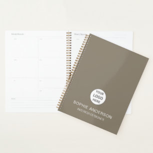 Custom Logo Interior Designer Business Taupe Planner