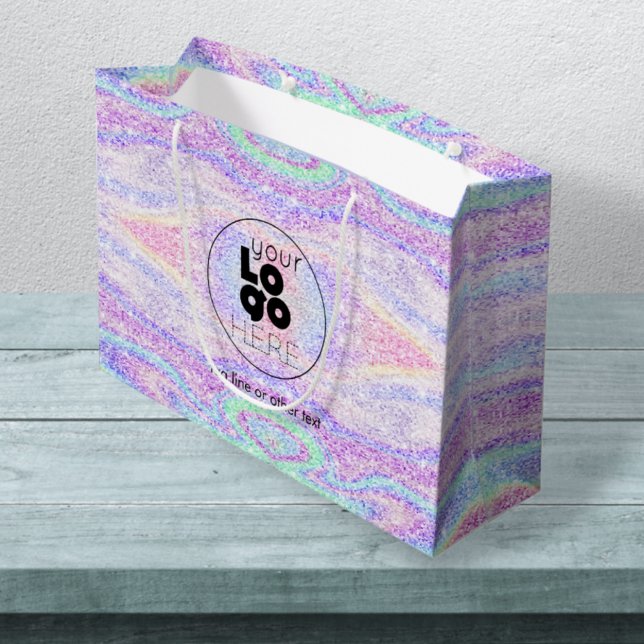 Custom Logo Iridescent Glitter Paper Shopping Bag (Creator Uploaded)