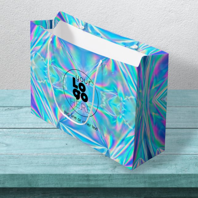 Custom Logo Iridescent Large Paper Shopping Bag (Creator Uploaded)