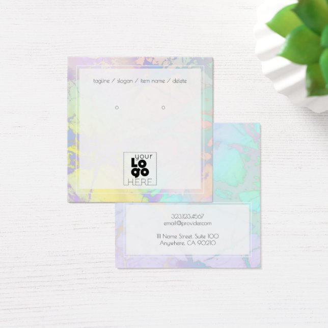 Custom Logo Iridescent Marble Earring Display Card (Desk)