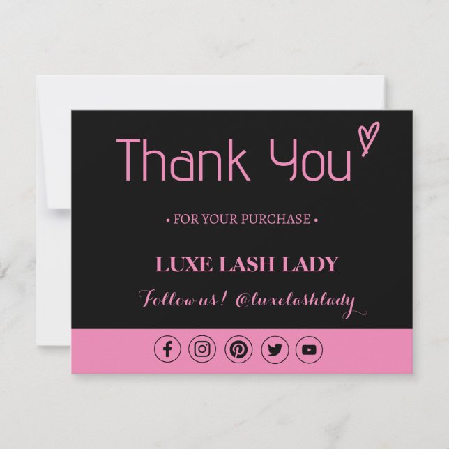 Custom Logo Lash Business Thank You Card TC4 (Front)