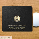 Custom Logo Leather Print Mouse Pad<br><div class="desc">Elevate your meetings with our Custom Logo Leather Print Mouse Pad with Personalized Name Title and Logo. This sleek design features a brushed gold logo at the centre, with space to personalize each mousepad with the individual's name, company name, and title or custom text. The rich black leather print background...</div>