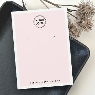 Custom logo light pale pink earring display card