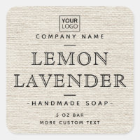 Custom logo light tan linen square product labels