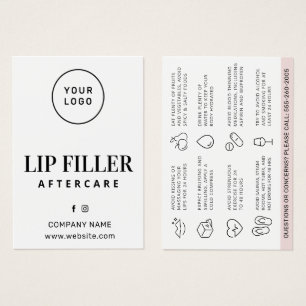 Custom Logo Lip Filler Aftercare Advice Card
