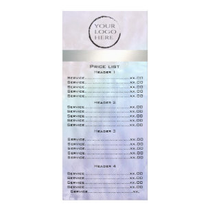 Custom logo luxury pearl holographic menu card