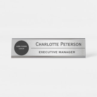 Custom Logo Luxury Silver Metal Executive Desk Name Plate