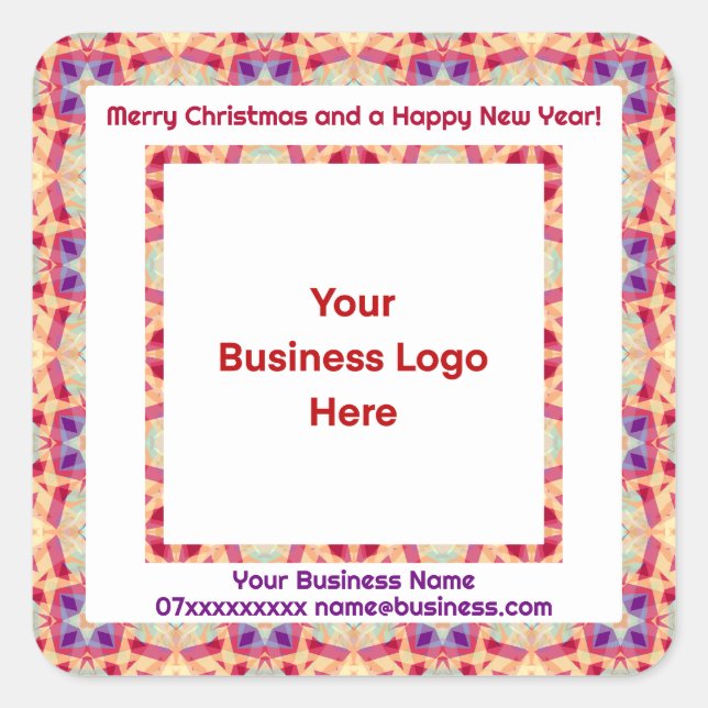 Custom Logo Merry Christmas Business Marketing Square Sticker (Front)