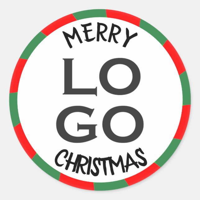 Custom Logo Merry Christmas Swirl Candy Classic Round Sticker (Front)