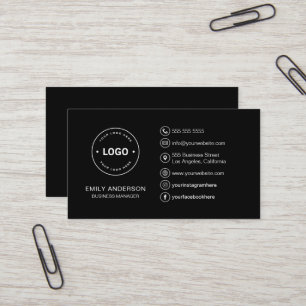 Custom Logo Minimal Black Professional Business Card