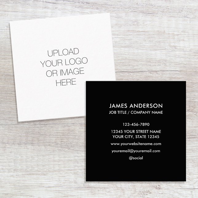Custom Logo Minimalist Black White Square Business Card (Creator Uploaded)