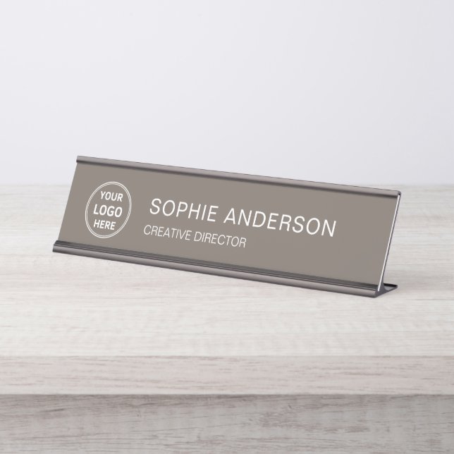 Custom Logo Minimalist Business Corporate Desk Name Plate (Front)