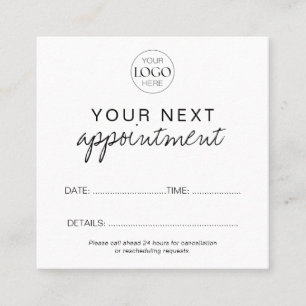 Custom Logo Minimalist Modern Business Customer  Appointment Card
